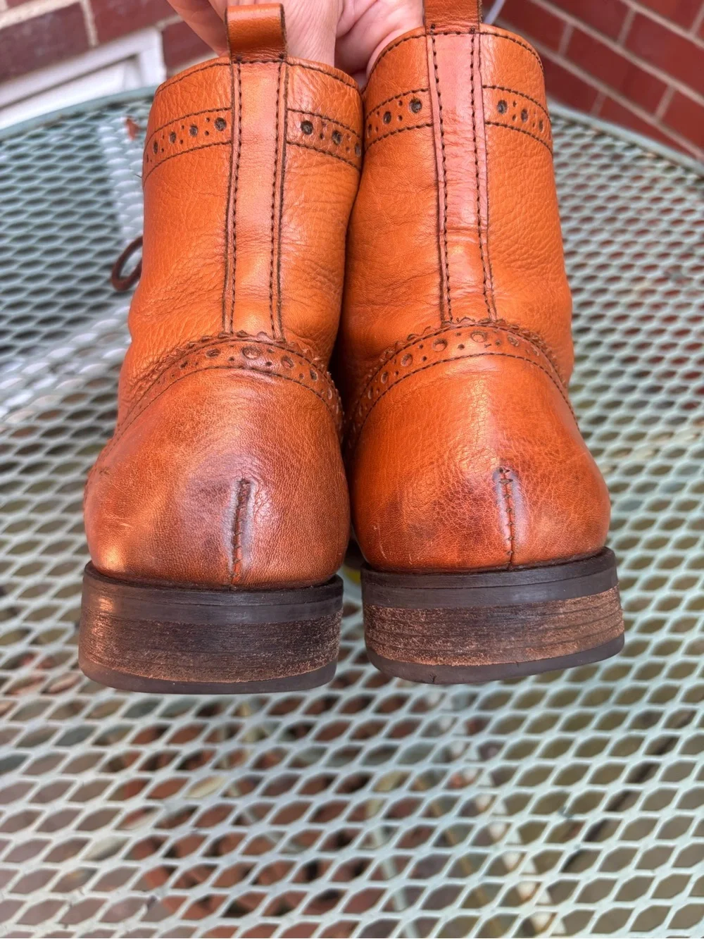 Johnston and Murphy Leather Brogue Wingtip Lace-Up Boots Men size 10